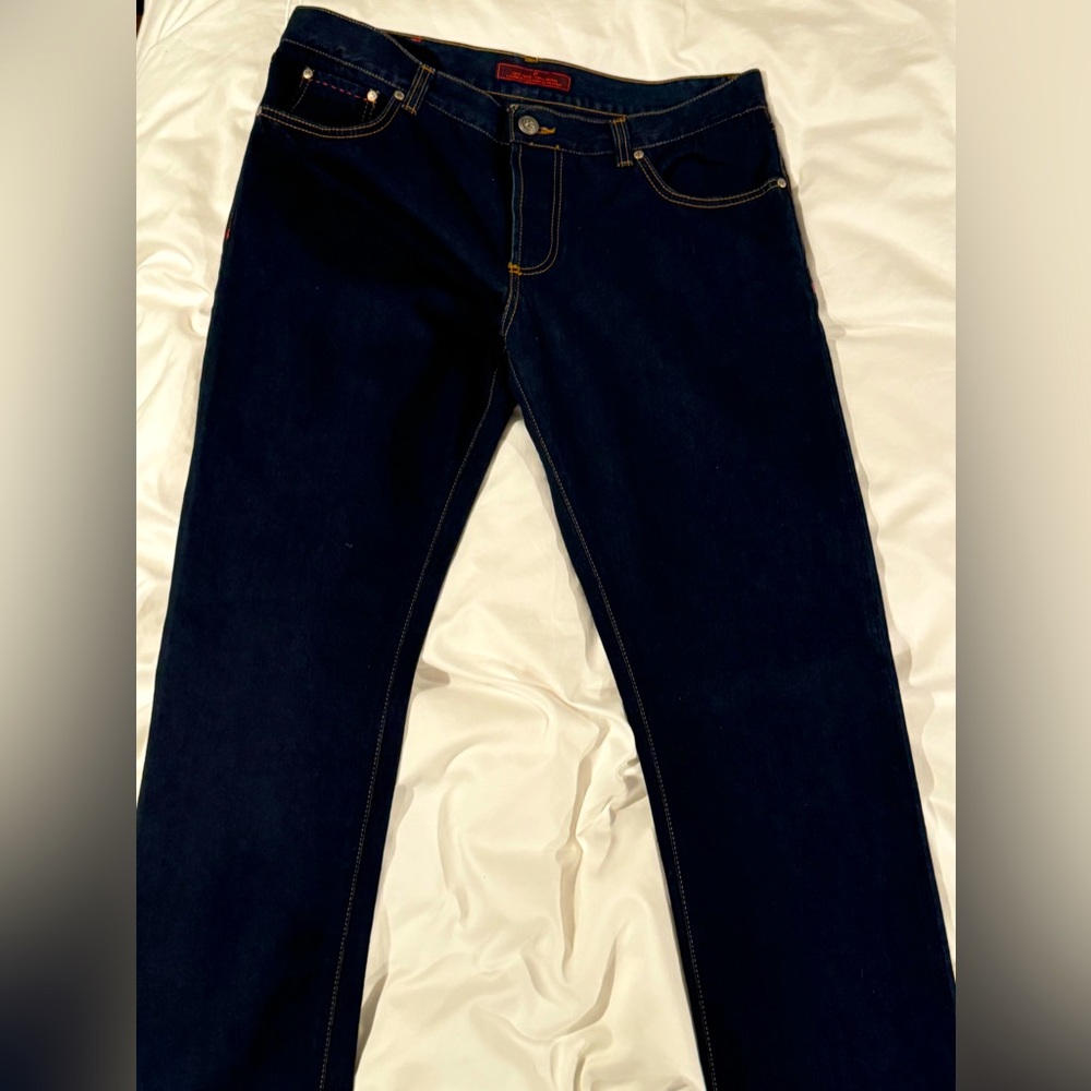 Men’s Isaia Italian denim men’s black washed blue jeans